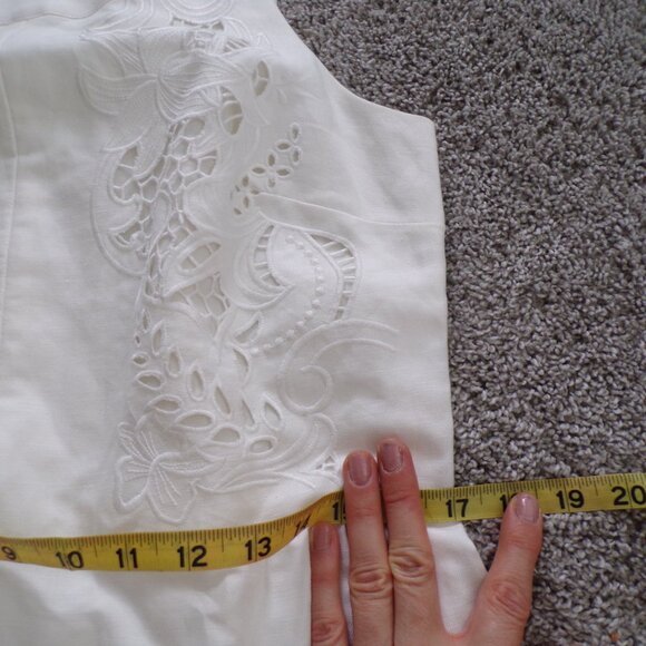 LOFT  linen blend cream dress 10 - Picture 6 of 8